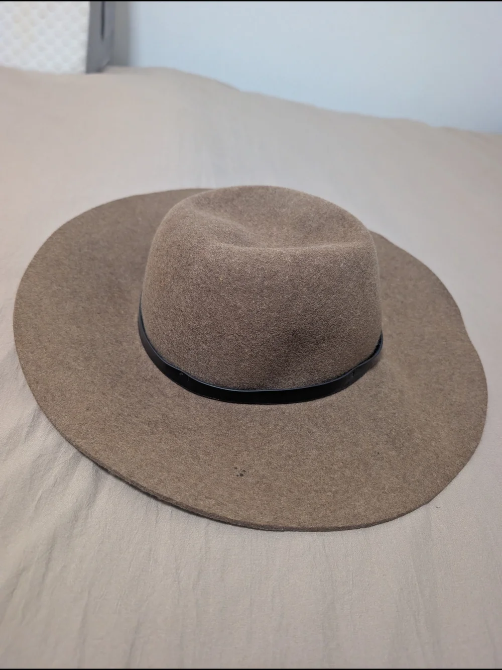 Wide Brim Felt Fedora Hat in Brown